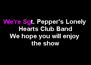 We're Sgt. Pepper's Lonely
Hearts Club Band

We hope you will enjoy
the show