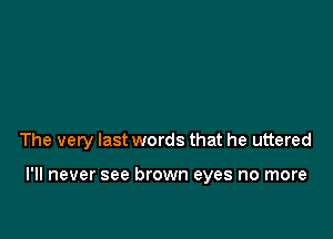The very last words that he uttered

I'll never see brown eyes no more