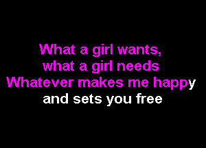 What a girl wants,
what a girl needs

Whatever makes me happy
and sets you free