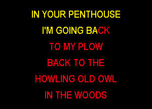 IN YOUR PENTHOUSE
I'M GOING BACK
TO MY PLOW

BACK TO THE
HOWLING OLD OWL
IN THE WOODS