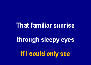 That familiar sunrise

through sleepy eyes

if I could only see