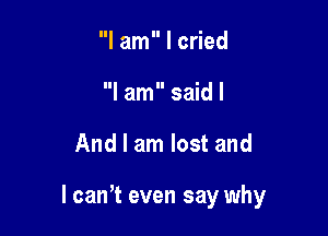 I am I cried
I am said I

And I am lost and

I can't even say why