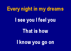 Every night in my dreams
lsee you lfeel you

That is how

Iknow you go on