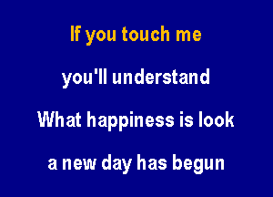 If you touch me

you'll understand

What happiness is look

a new day has begun