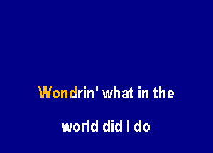 Wondrin' what in the

world did I do