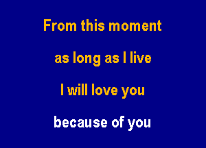 From this moment
as long as I live

I will love you

because of you