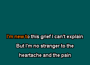 I'm new to this griefl can't explain

But I'm no stranger to the

heartache and the pain