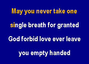 May you never take one
single breath for granted

God forbid love ever leave

you empty handed