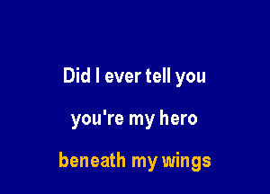 Did I ever tell you

you're my hero

beneath my wings