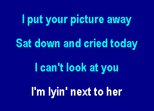 I put your picture away

Sat down and cried today

I can't look at you

I'm lyin' next to her