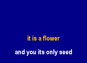 it is a flower

and you its only seed