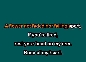 A flower not faded nor falling apart,

If you're tired,

rest your head on my arm.

Rose of my heart.