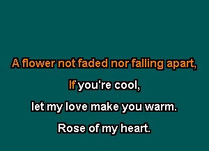 A flower not faded nor falling apart,

lfyou're cool,

let my love make you warm.

Rose of my heart.
