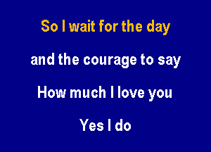 So I wait for the day

and the courage to say

How much I love you

Yes I do