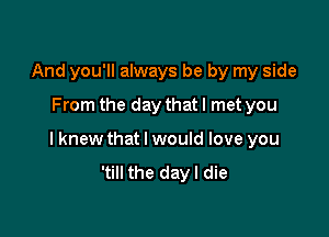 And you'll always be by my side
From the day that I met you

I knew that I would love you
'till the day I die