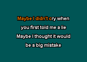 Maybe I didn't cry when

you first told me a lie

Maybe I thought it would

be a big mistake