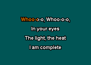 Whoo-o-o, Whoo-o-o,

In your eyes

The light, the heat

I am complete