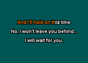 And Pll hold on this time

No, I won t leave you behind...

I will wait for you.