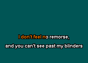 I don't feel no remorse,

and you can't see past my blinders