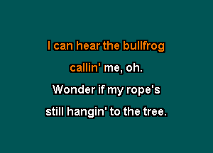 I can hear the bullfrog

callin' me, oh.
Wonder if my rope's

still hangin' to the tree.
