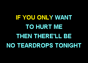 IF YOU ONLY WANT
TO HURT ME
THEN THERE'LL BE
N0 TEARDROPS TONIGHT