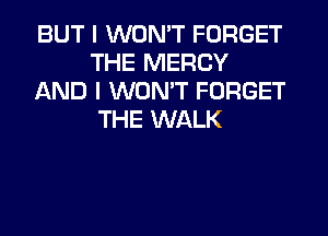 BUT I WON'T FORGET
THE MERCY
AND I WON'T FORGET
THE WALK