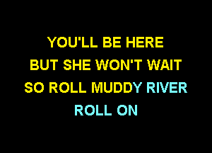 YOU'LL BE HERE
BUT SHE WON'T WAIT
SO ROLL MUDDY RIVER
ROLL 0N