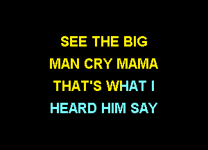 SEE THE BIG
MAN CRY MAMA

THAT'S WHAT I
HEARD HIM SAY
