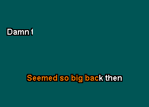 Seemed so big back then