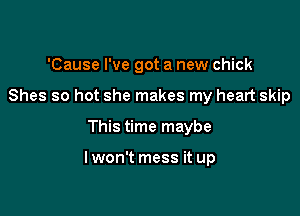 'Cause I've got a new chick
Shes so hot she makes my heart skip

This time maybe

Iwon't mess it up