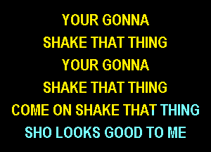 YOUR GONNA
SHAKE THAT THING
YOUR GONNA
SHAKE THAT THING
COME ON SHAKE THAT THING
8H0 LOOKS GOOD TO ME