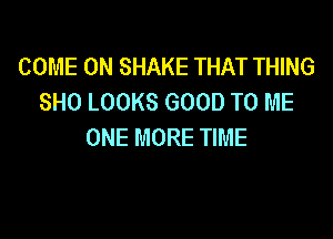 COME ON SHAKE THAT THING
SHO LOOKS GOOD TO ME

ONE MORE TIME
