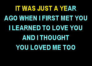 IT WAS JUST A YEAR
AGO WHEN I FIRST MET YOU
I LEARNED TO LOVE YOU
AND I THOUGHT
YOU LOVED ME TOO