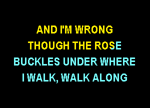 AND I'M WRONG
THOUGH THE ROSE
BUCKLES UNDERWHERE
IWALK, WALK ALONG