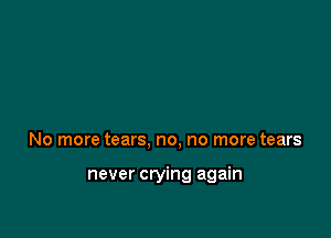 No more tears, no, no more tears

never crying again