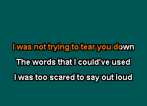 I was not trying to tear you down

The words that I could've used

I was too scared to say out loud