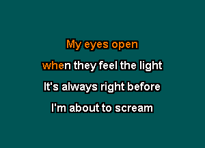 My eyes open

when they feel the light

It's always right before

I'm about to scream