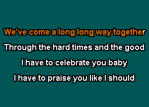 We've come a long long way together
Through the hard times and the good
I have to celebrate you baby

I have to praise you like I should