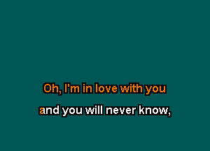 Oh, I'm in love with you

and you will never know,