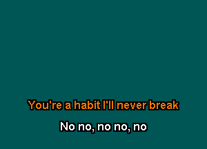 You're a habit I'll never break

No no, no no, no