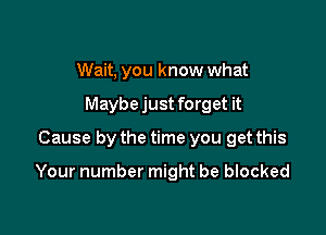 Wait, you know what
Maybe just forget it
Cause by the time you get this

Your number might be blocked