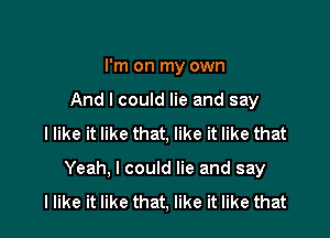 I'm on my own
And I could lie and say

I like it like that, like it like that

Yeah, I could lie and say
I like it like that, like it like that