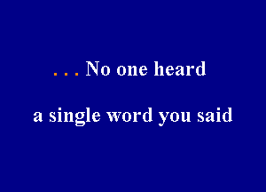 . . . No one heard

a single word you said