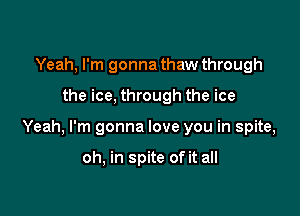 Yeah, I'm gonna thaw through

the ice, through the ice

Yeah, I'm gonna love you in spite,

oh, in spite of it all