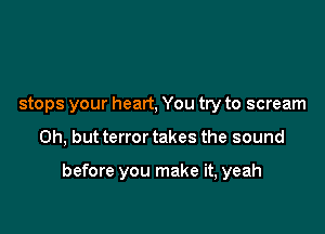 stops your heart, You try to scream

Oh, but terror takes the sound

before you make it, yeah