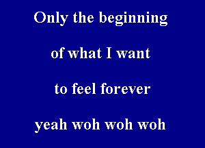 Only the beginning
of What I want

to feel forever

yeah woh woh woh