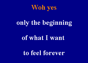 W011 yes

only the beginning

of What I want

to feel forever