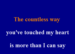 The countless way

you've touched my heart

is more than I can say