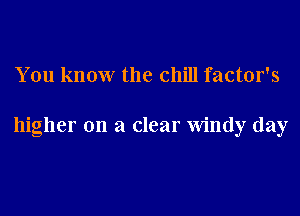 You know the chill factor's

higher on a clear windy day