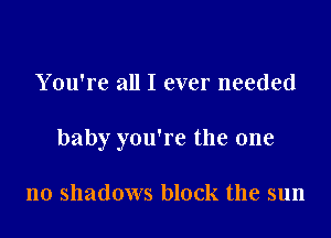 You're all I ever needed

baby you're the one

no shadows block the sun